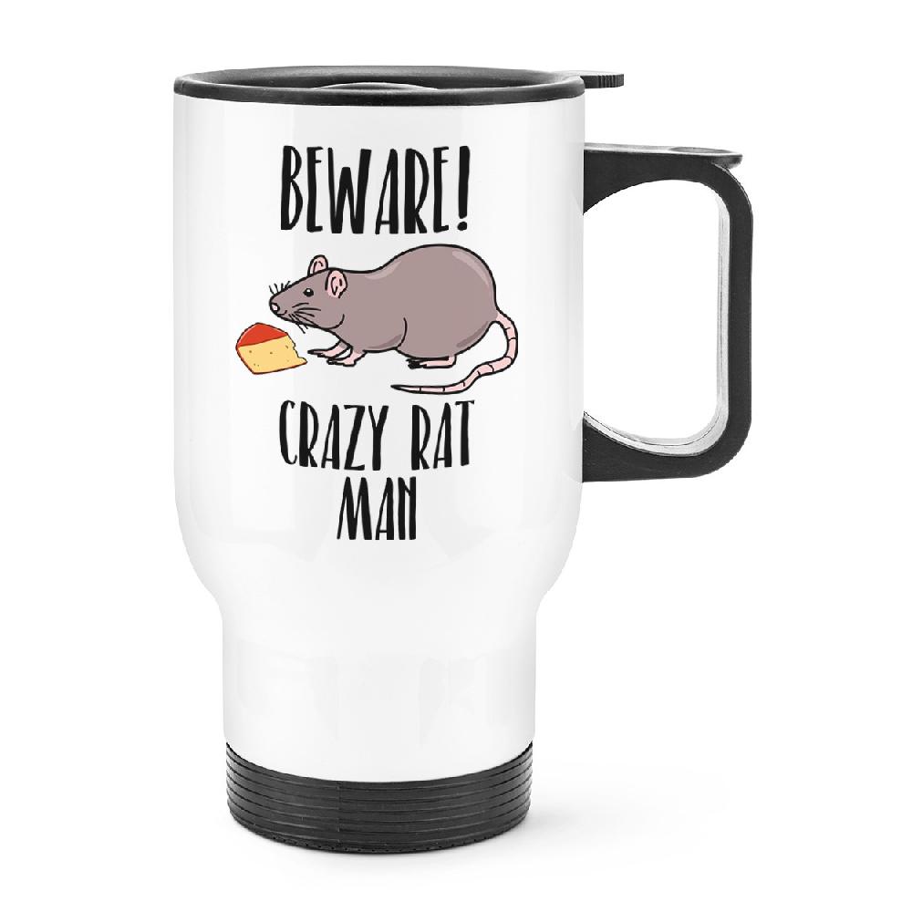 gift base Beware Crazy Rat Man Travel Mug Cup With Handle