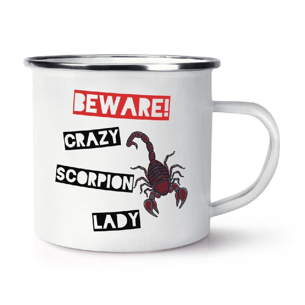 gift base Beware Crazy Scorpion Lady Retro Enamel Mug Cup