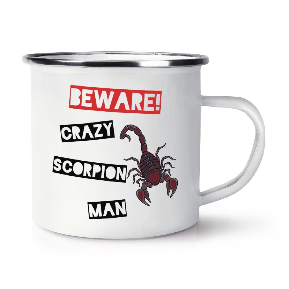 gift base Beware Crazy Scorpion Man Retro Enamel Mug Cup