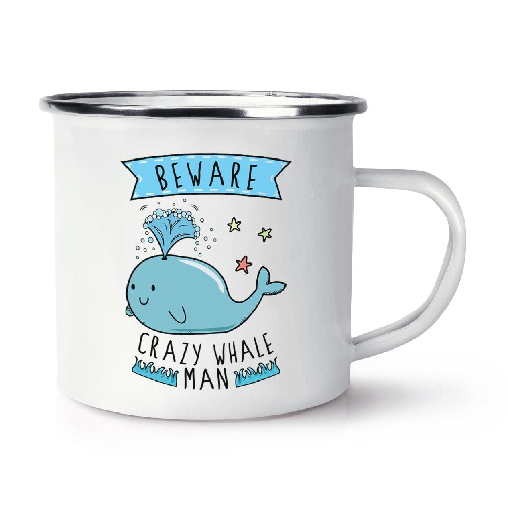 gift base Beware Crazy Whale Man Retro Enamel Mug Cup