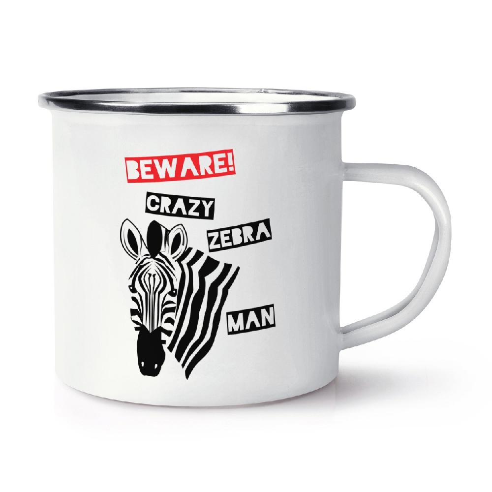 gift base Beware Crazy Zebra Man Retro Enamel Mug Cup