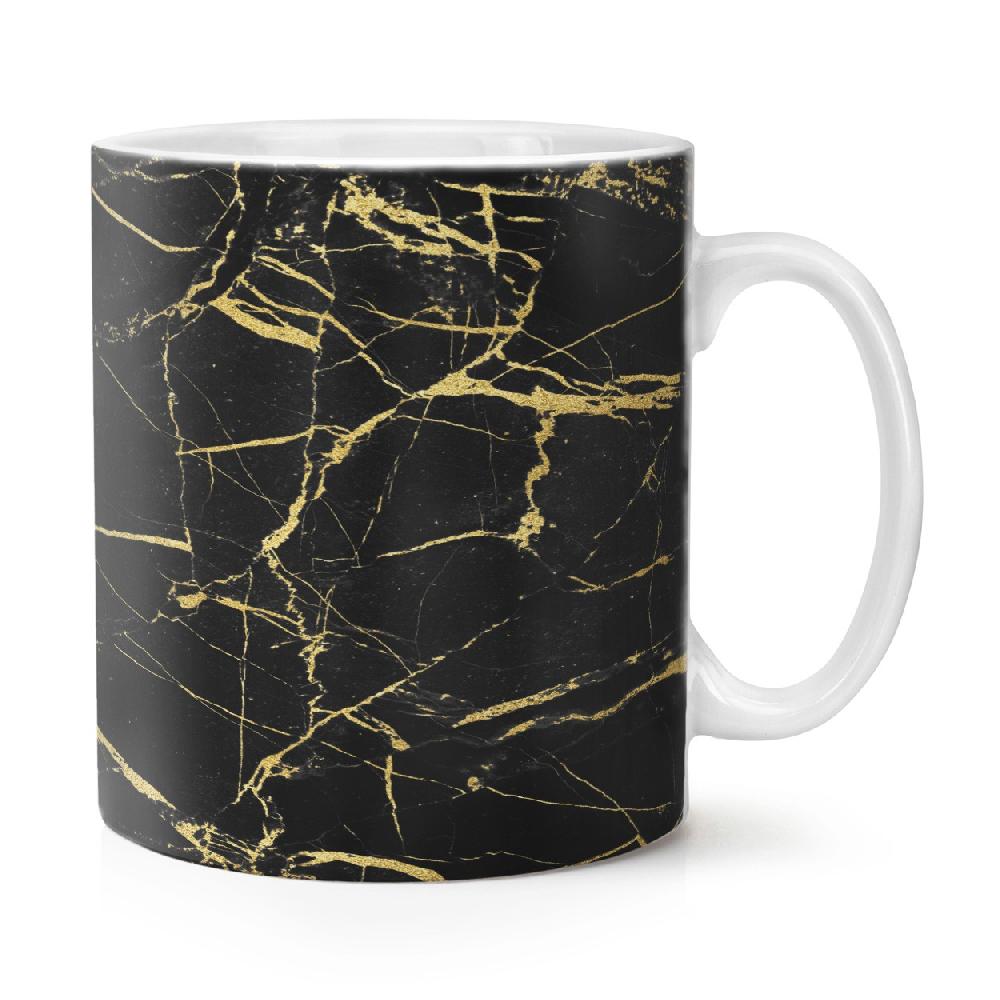 gift base Black Gold Veined Marble Effect 10oz Mug Cup