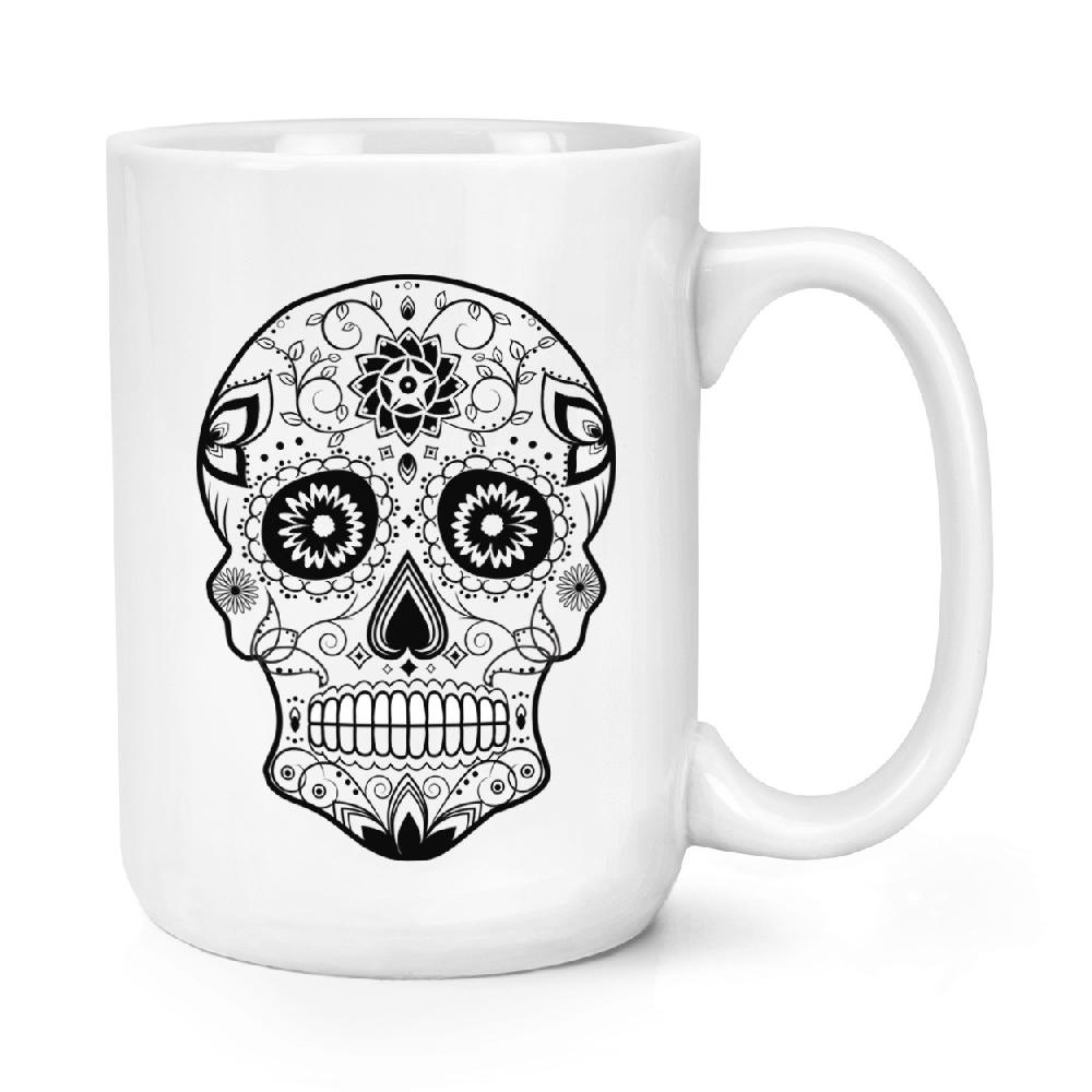 gift base Black Sugar Candy Skull 15oz Large Mug Cup