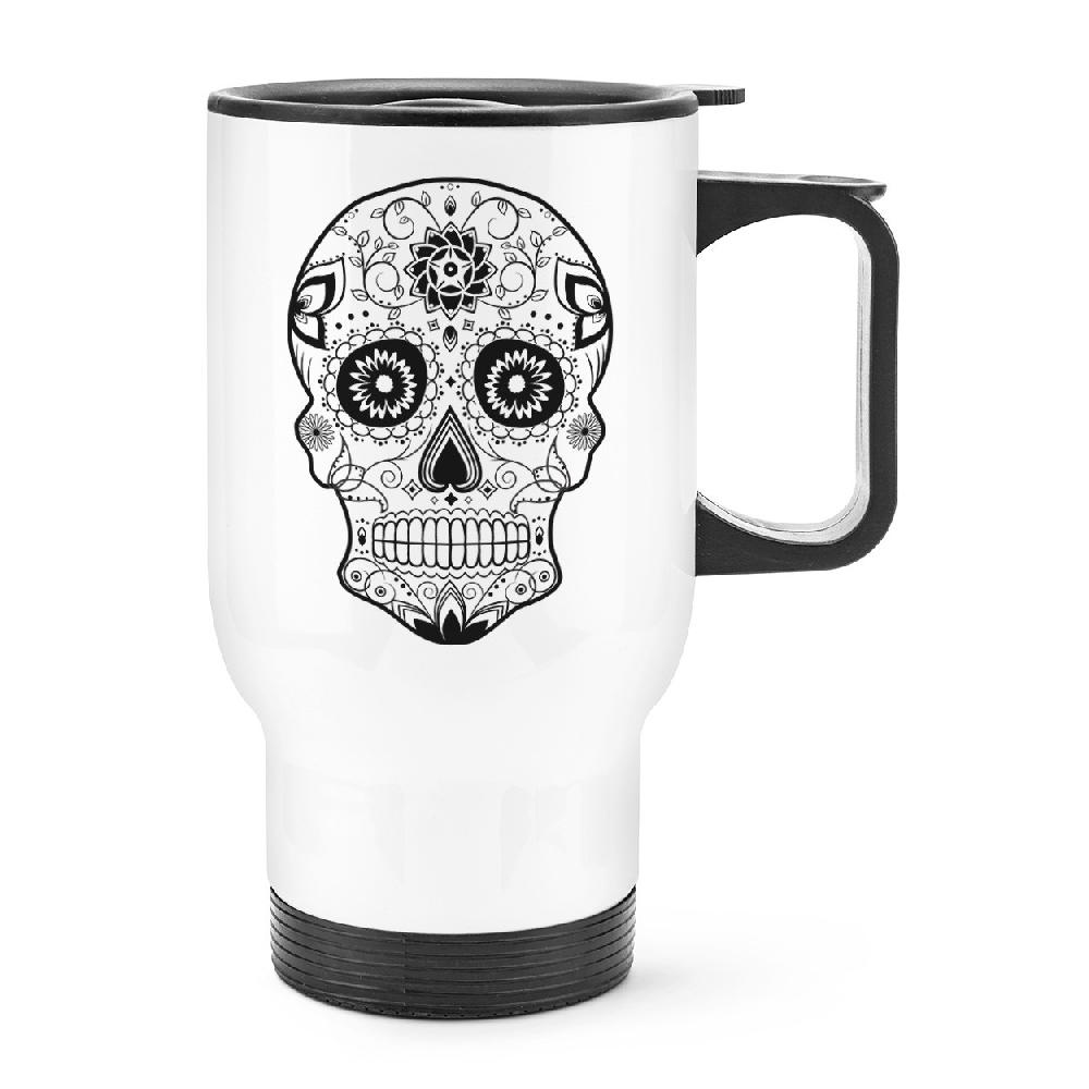 gift base Black Sugar Candy Skull Travel Mug Cup With Handle