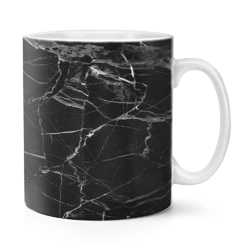 gift base Black With White Veined Marble Effect 10oz Mug Cup