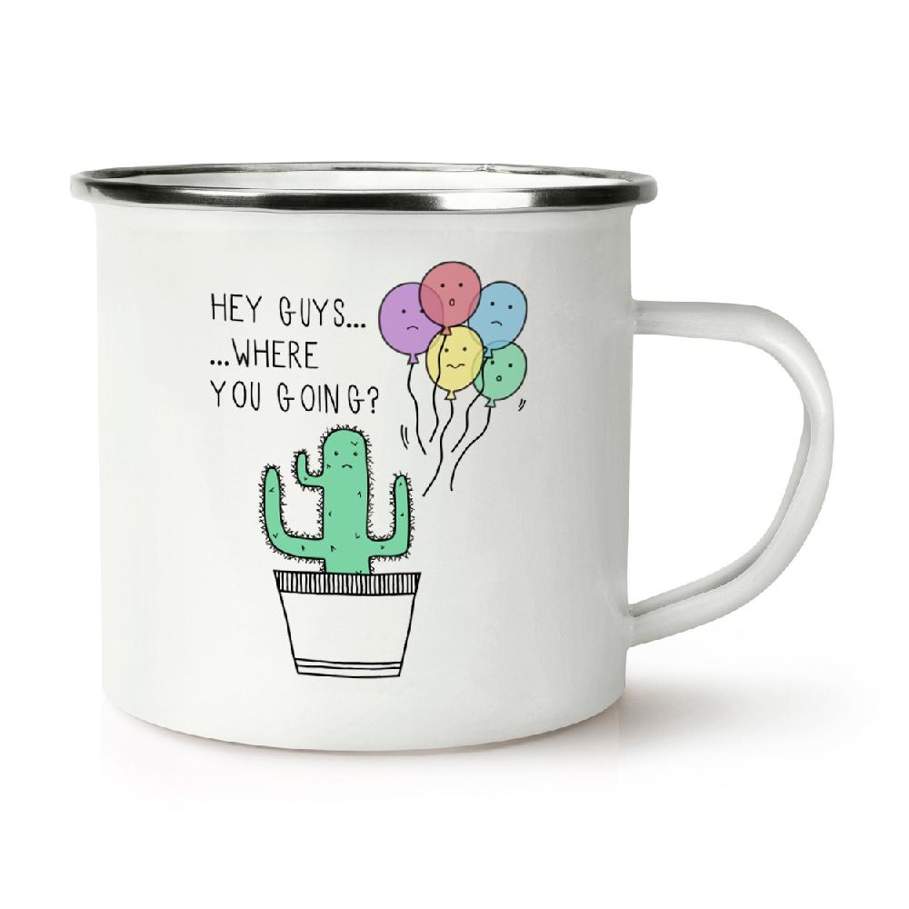 gift base Cactus Hey Guys Where Are You Going Retro Enamel Mug Cup