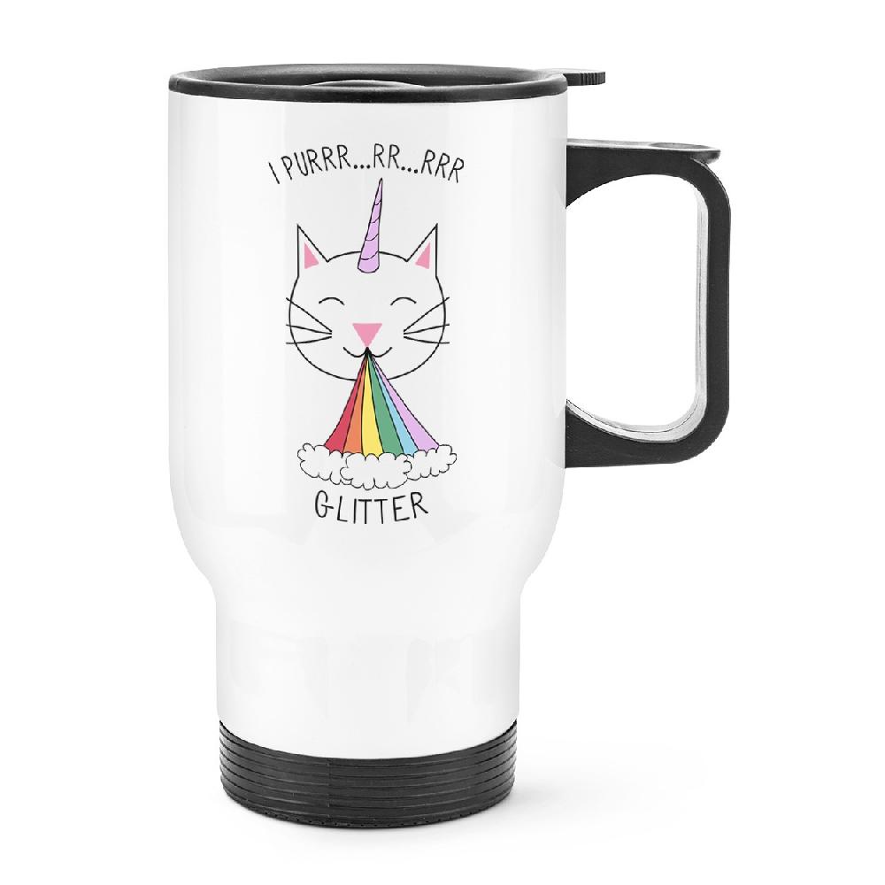 gift base Caticorn I Purr Glitter Travel Mug Cup With Handle