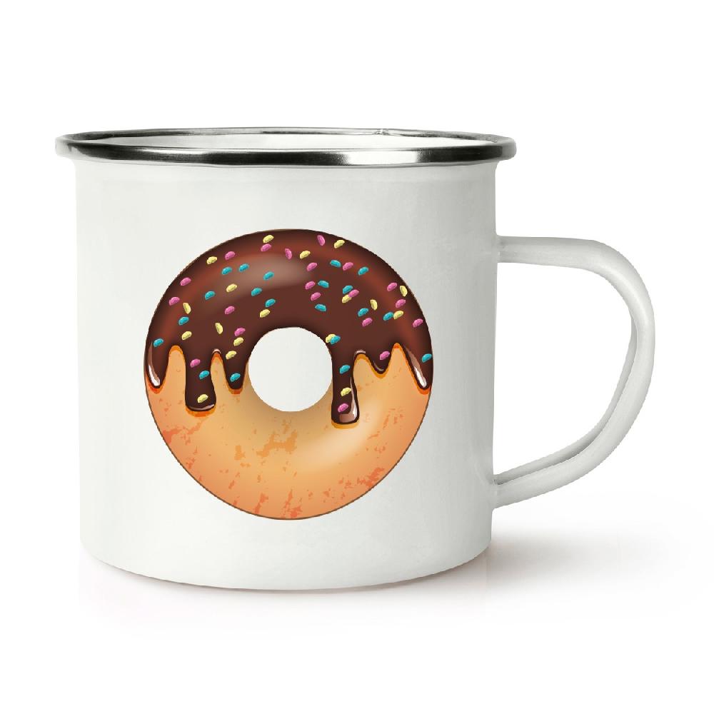 gift base Chocolate Sprinkled Glazed Doughnut Retro Enamel Mug Cup