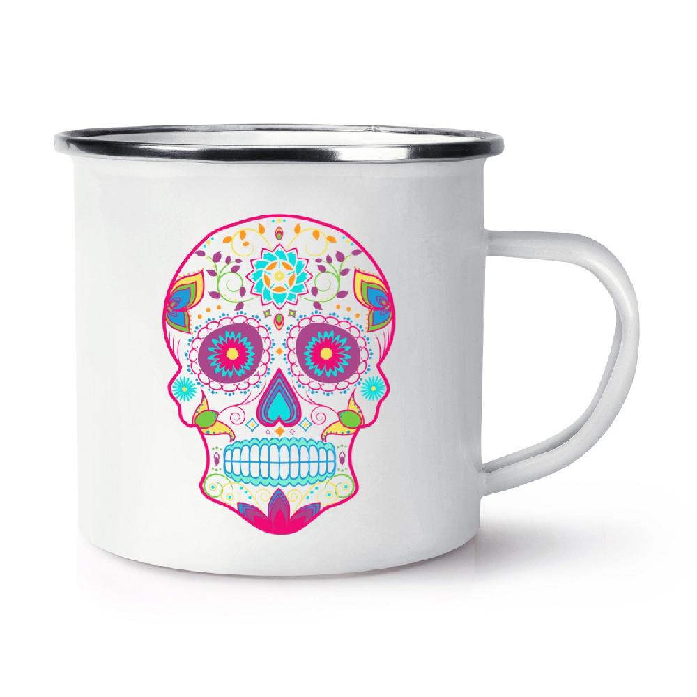 gift base Colourful Sugar Skull Retro Enamel Mug Cup