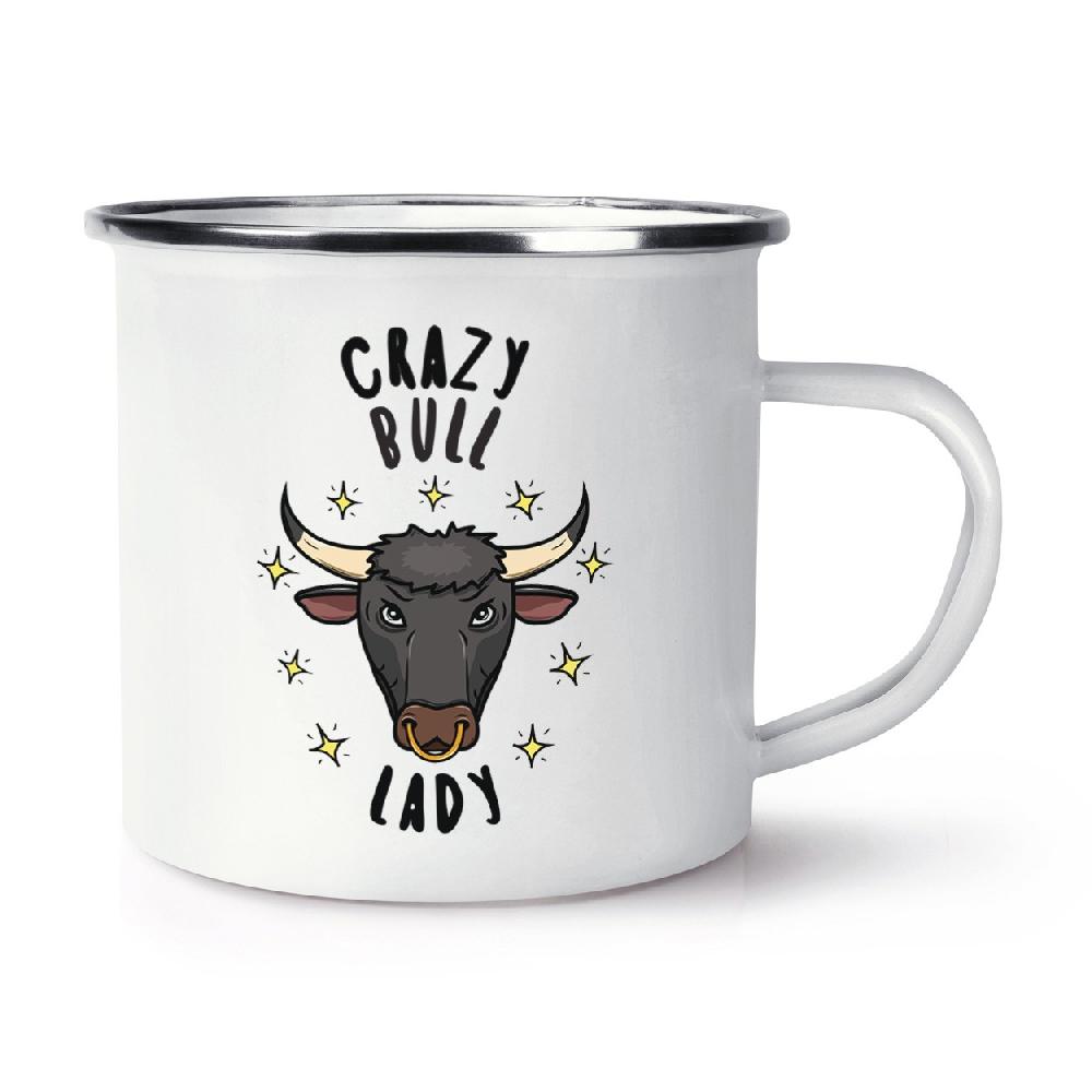 gift base Crazy Bull Lady Stars Retro Enamel Mug Cup