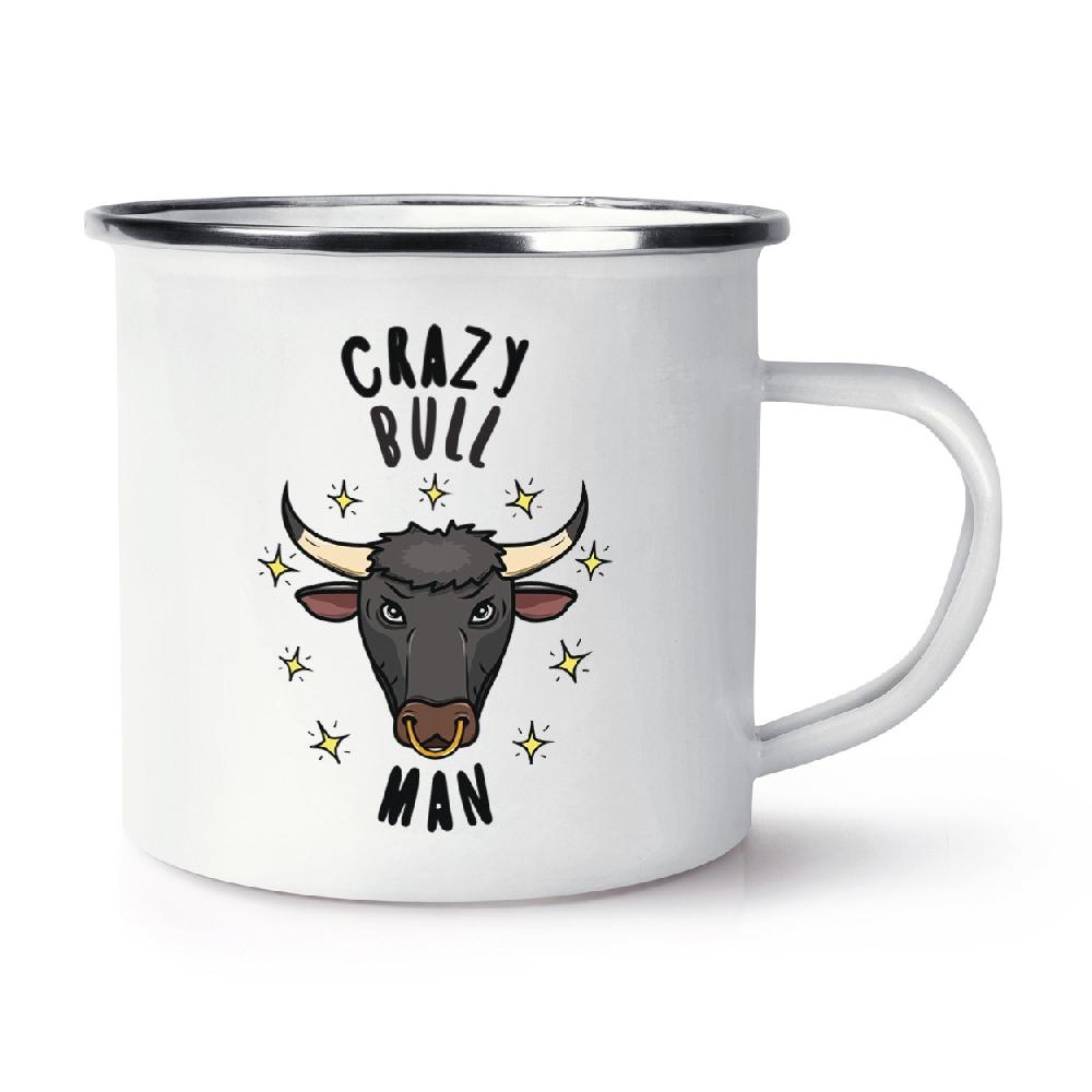 gift base Crazy Bull Man Stars Retro Enamel Mug Cup