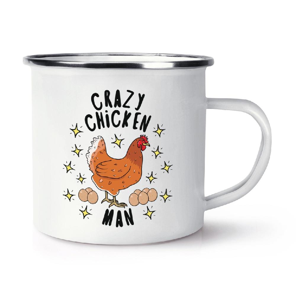 gift base Crazy Chicken Man Stars Retro Enamel Mug Cup
