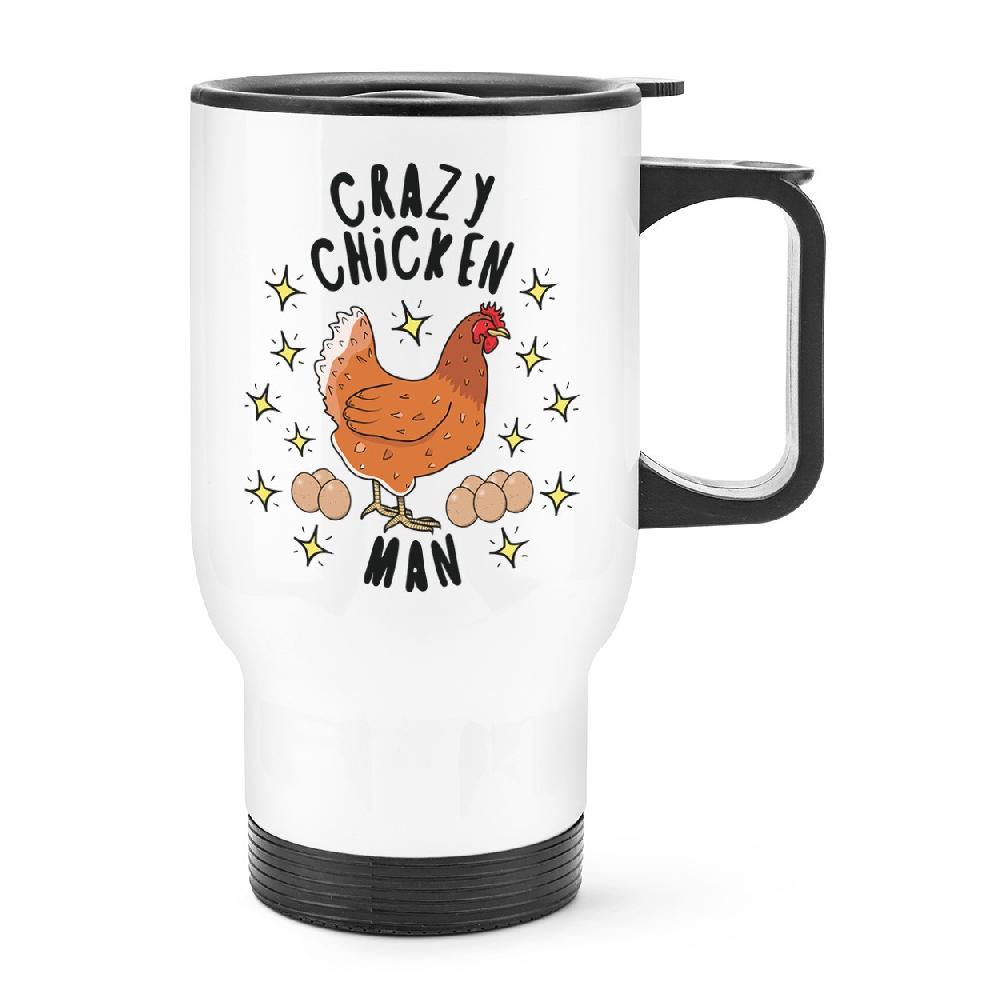 gift base Crazy Chicken Man Stars Travel Mug Cup With Handle