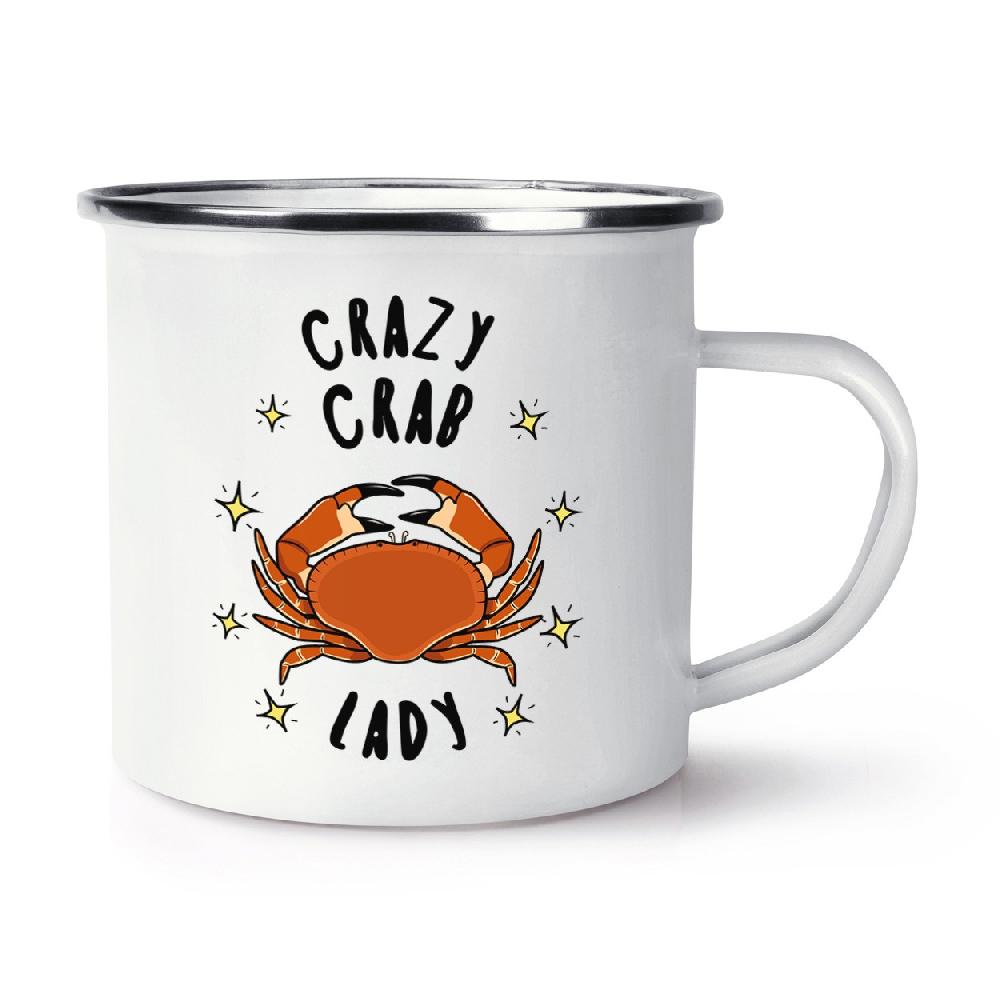 gift base Crazy Crab Lady Stars Retro Enamel Mug Cup
