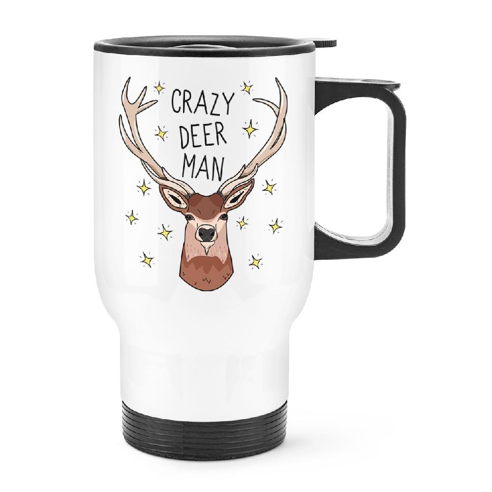 gift base Crazy Deer Man Travel Mug Cup With Handle