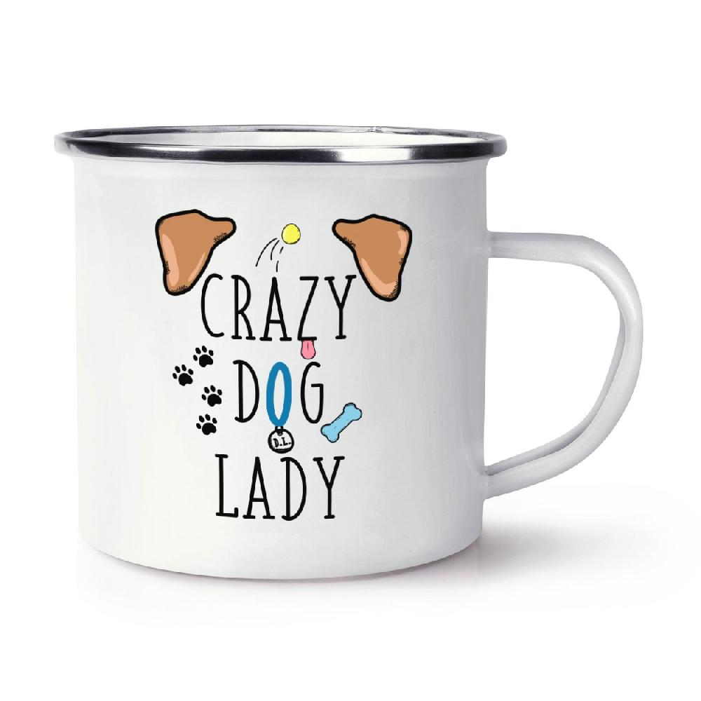 gift base Crazy Dog Lady Brown Ears Retro Enamel Mug Cup