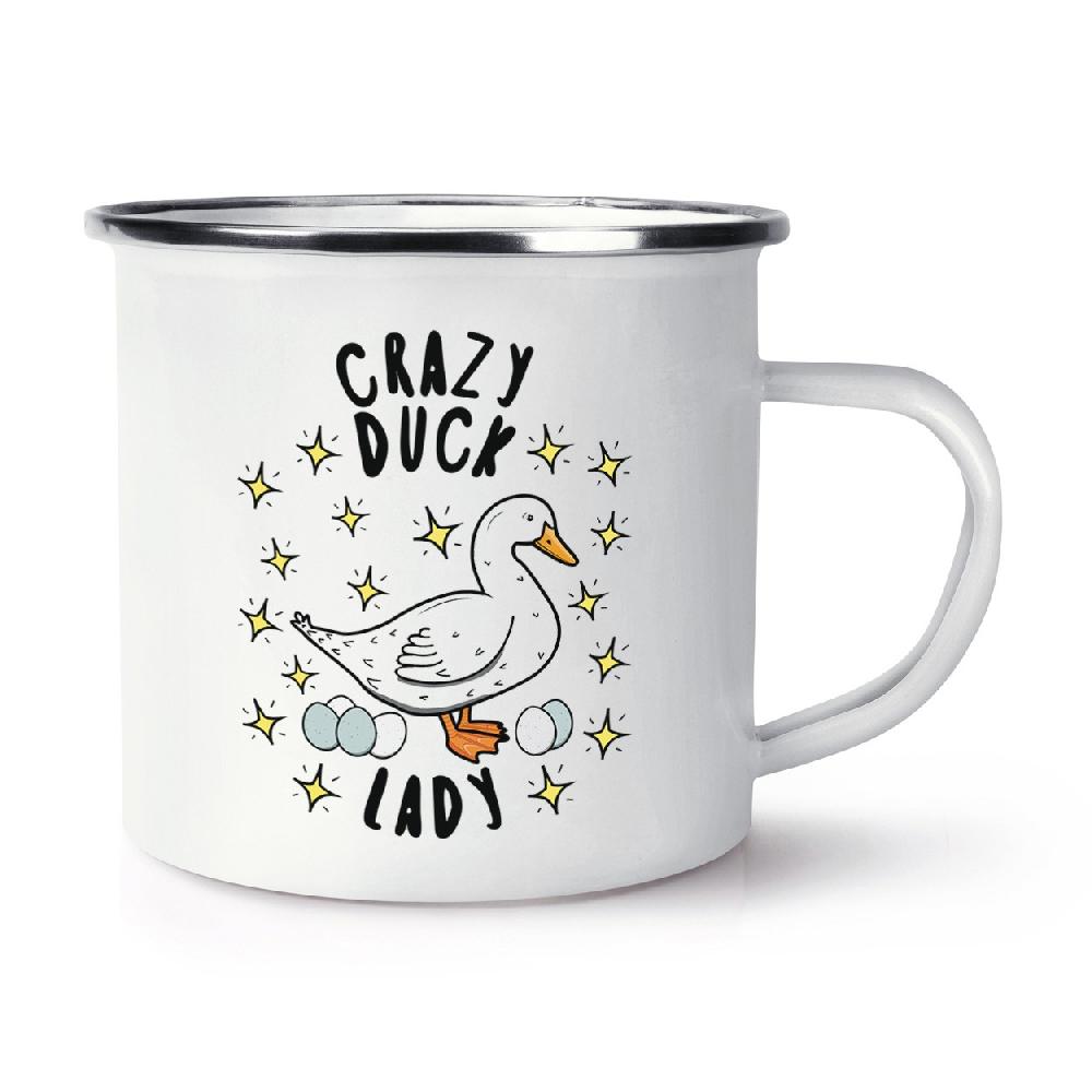 gift base Crazy Duck Lady Stars Retro Enamel Mug Cup