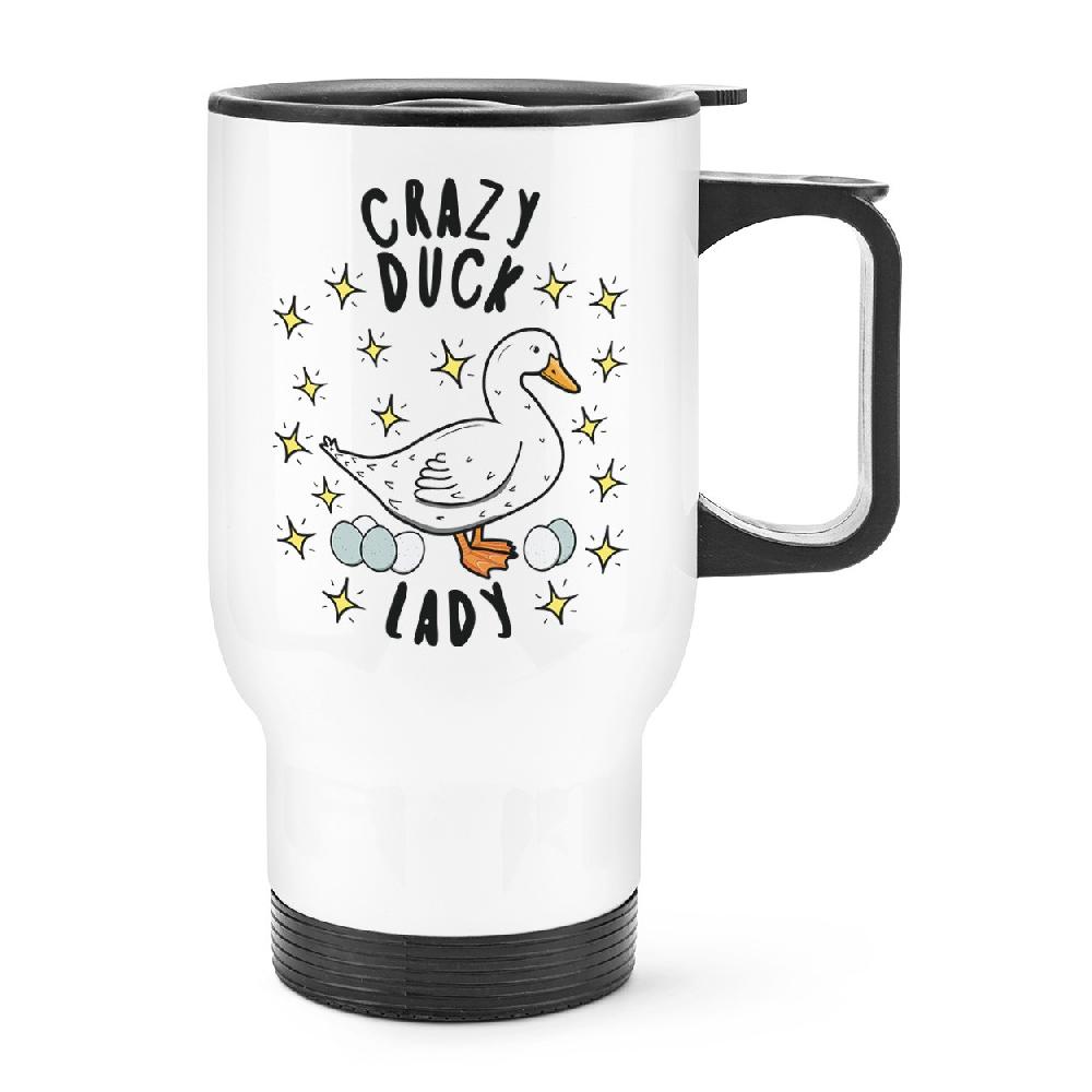 gift base Crazy Duck Lady Stars Travel Mug Cup With Handle