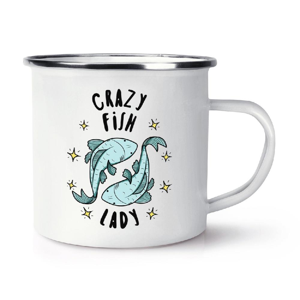 gift base Crazy Fish Lady Stars Retro Enamel Mug Cup
