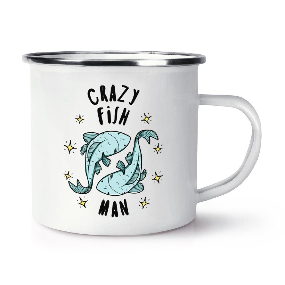 gift base Crazy Fish Man Stars Retro Enamel Mug Cup