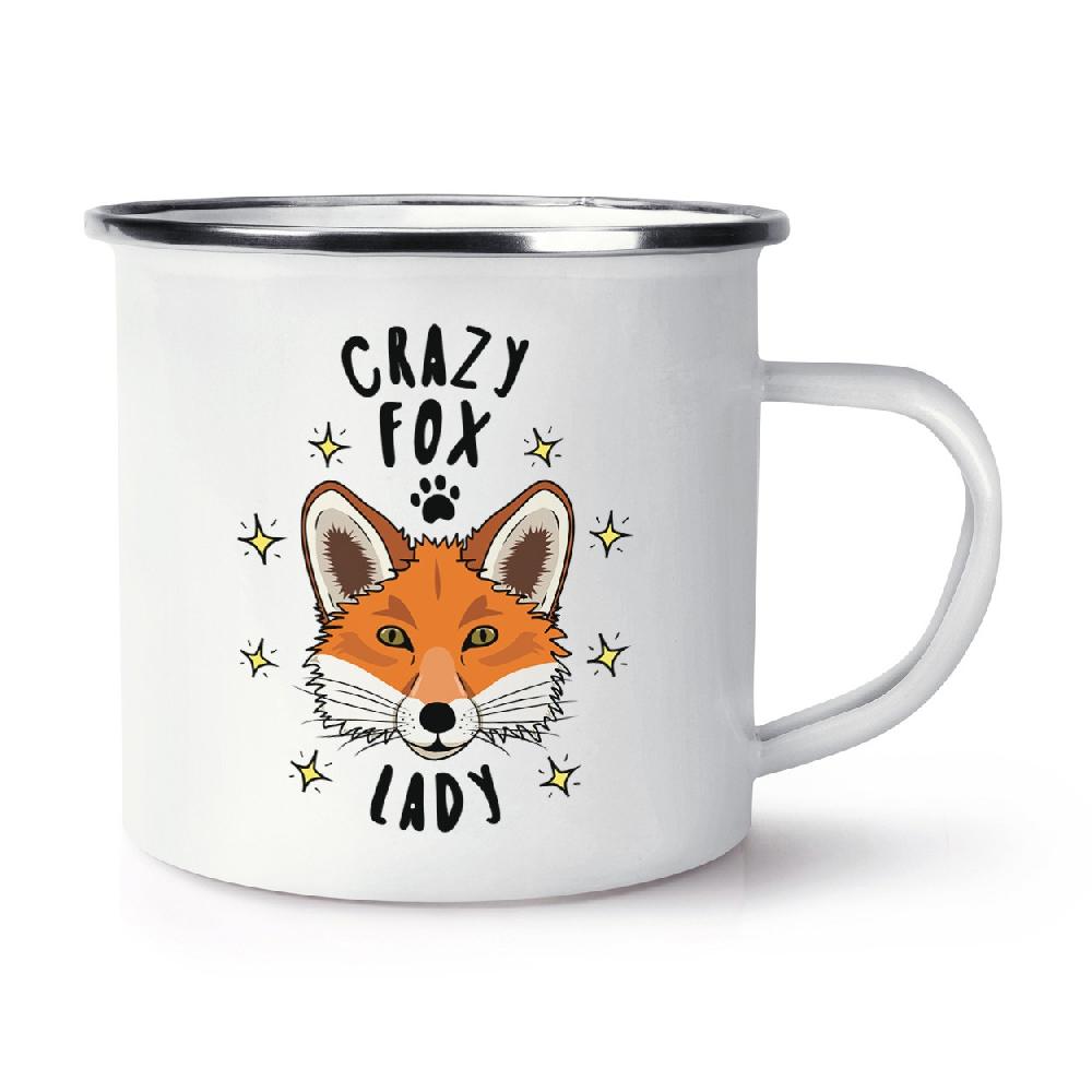 gift base Crazy Fox Lady Stars Retro Enamel Mug Cup