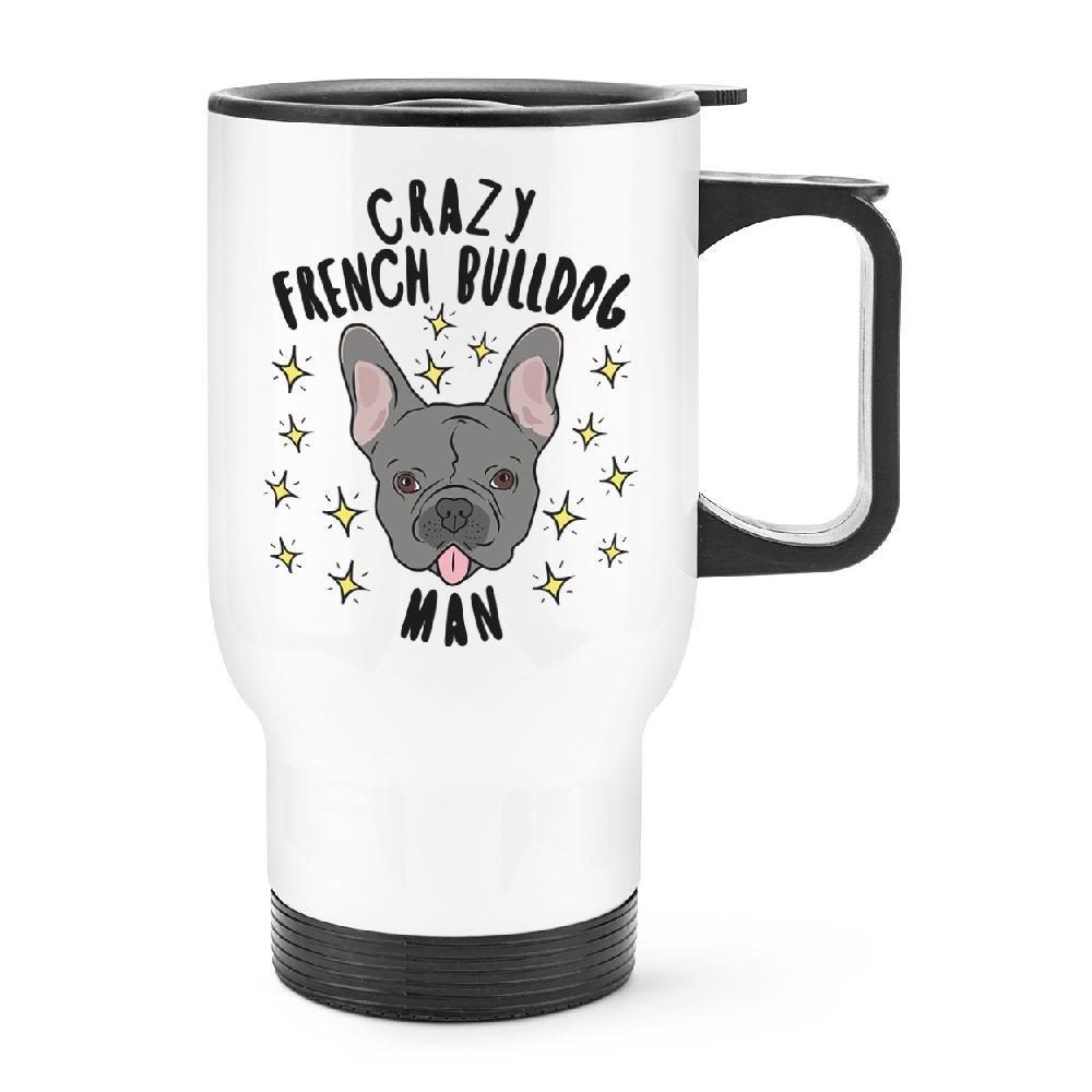 gift base Crazy French Bulldog Man Stars Travel Mug Cup With Handle