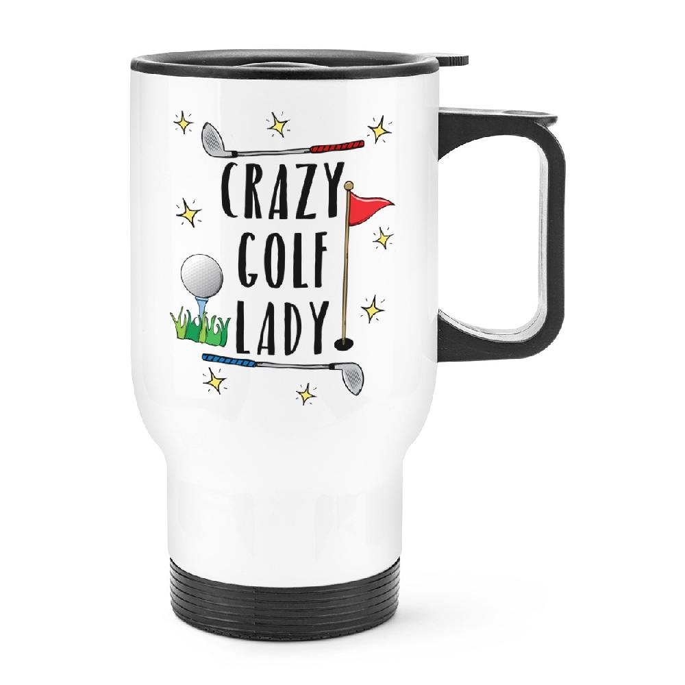 gift base Crazy Golf Lady Travel Mug Cup With Handle