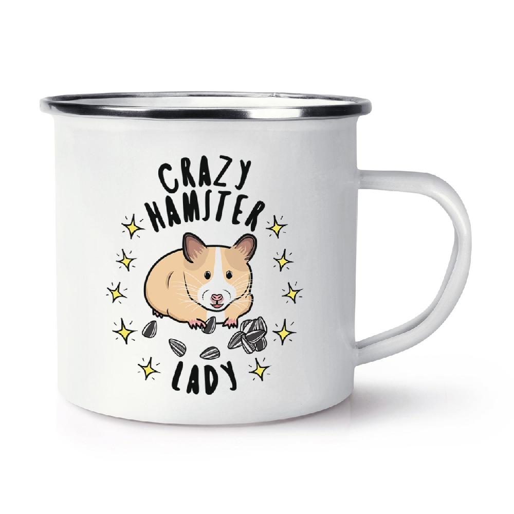 gift base Crazy Hamster Lady Stars Retro Enamel Mug Cup