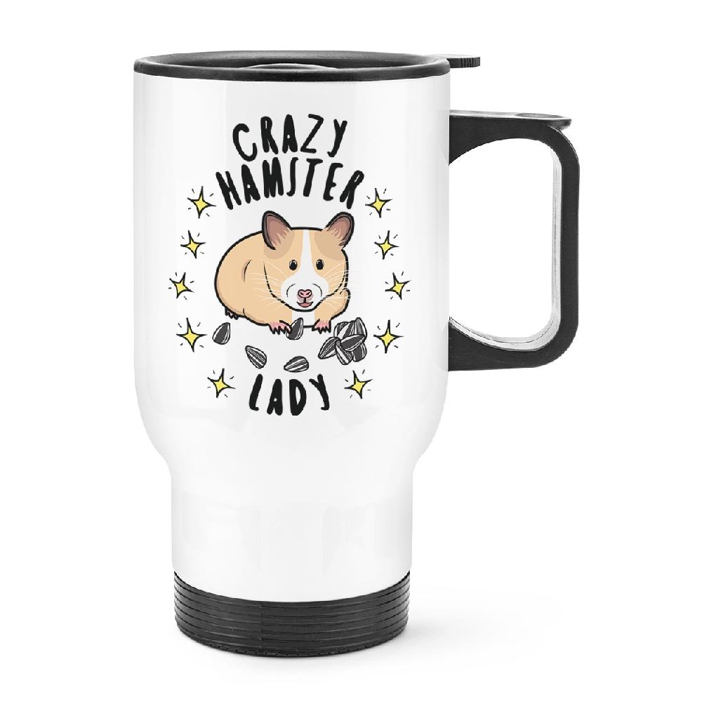 gift base Crazy Hamster Lady Stars Travel Mug Cup With Handle
