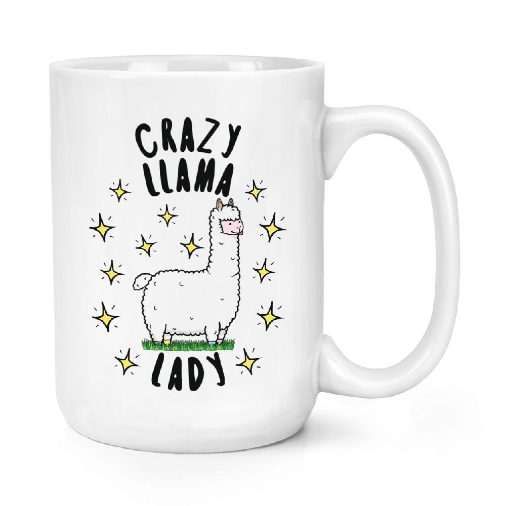 gift base Crazy Llama Lady Stars 15oz Large Mug Cup
