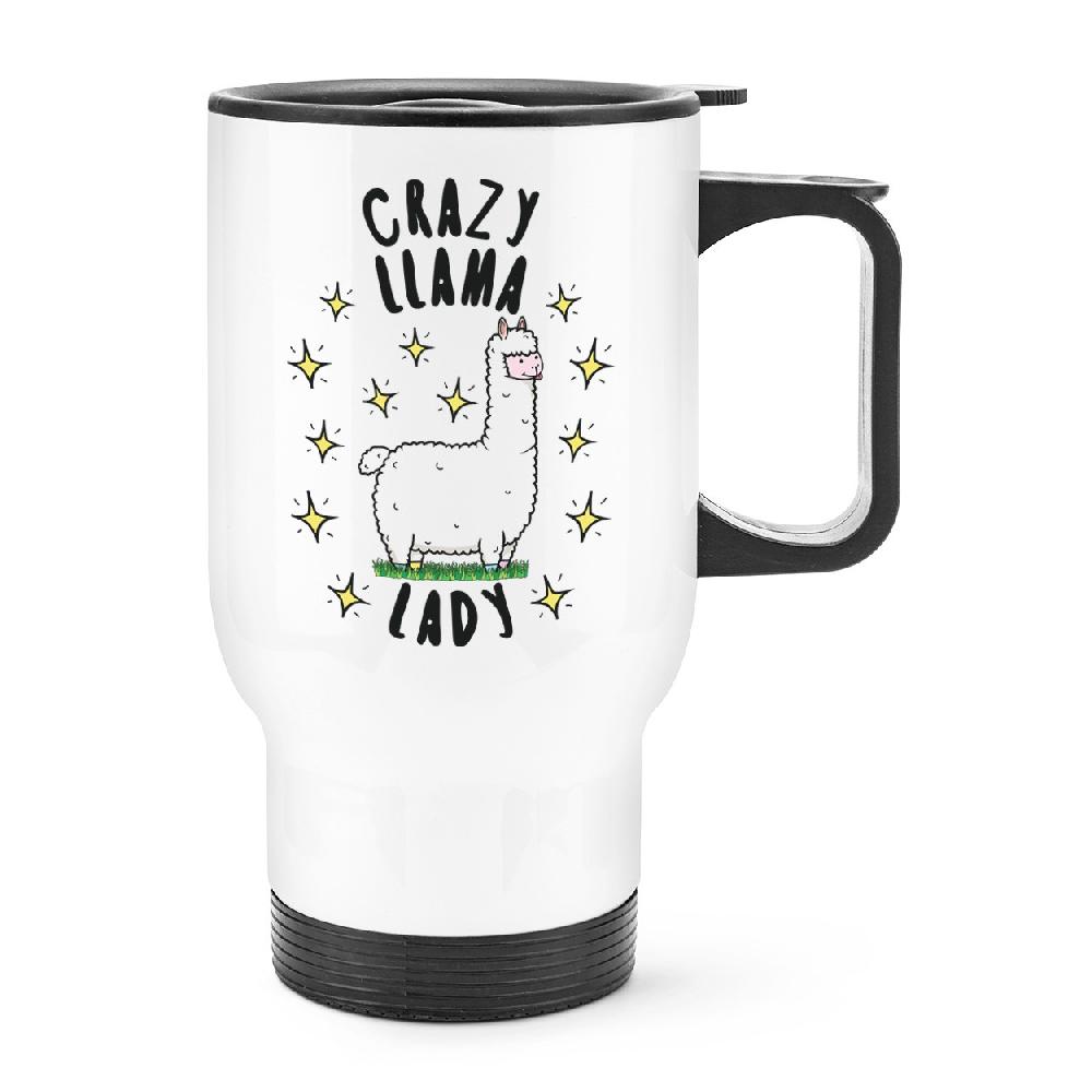 gift base Crazy Llama Lady Stars Travel Mug Cup With Handle