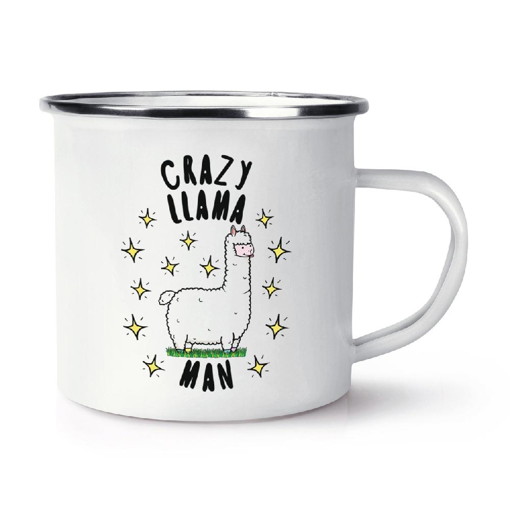 gift base Crazy Llama Man Stars Retro Enamel Mug Cup