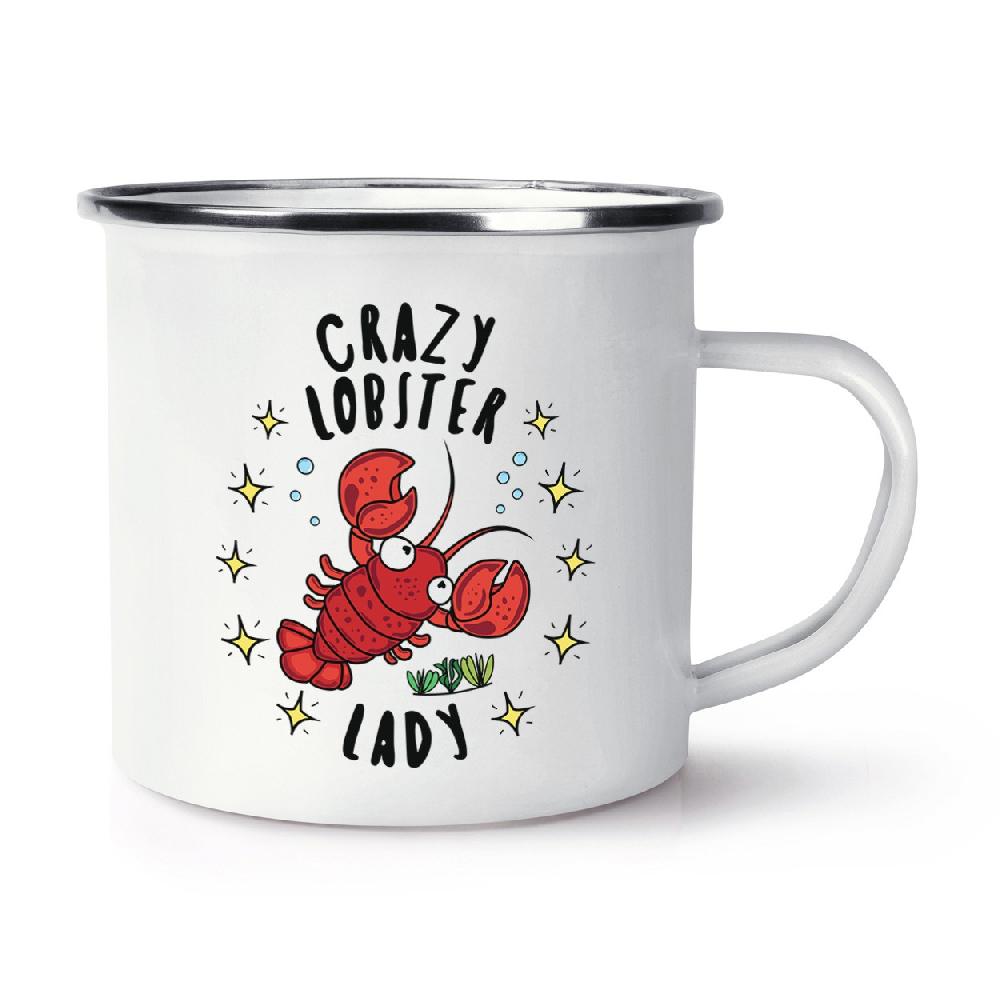 gift base Crazy Lobster Lady Stars Retro Enamel Mug Cup