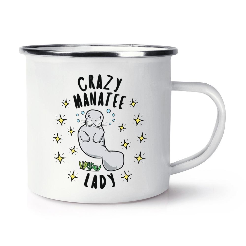 gift base Crazy Manatee Lady Stars Retro Enamel Mug Cup