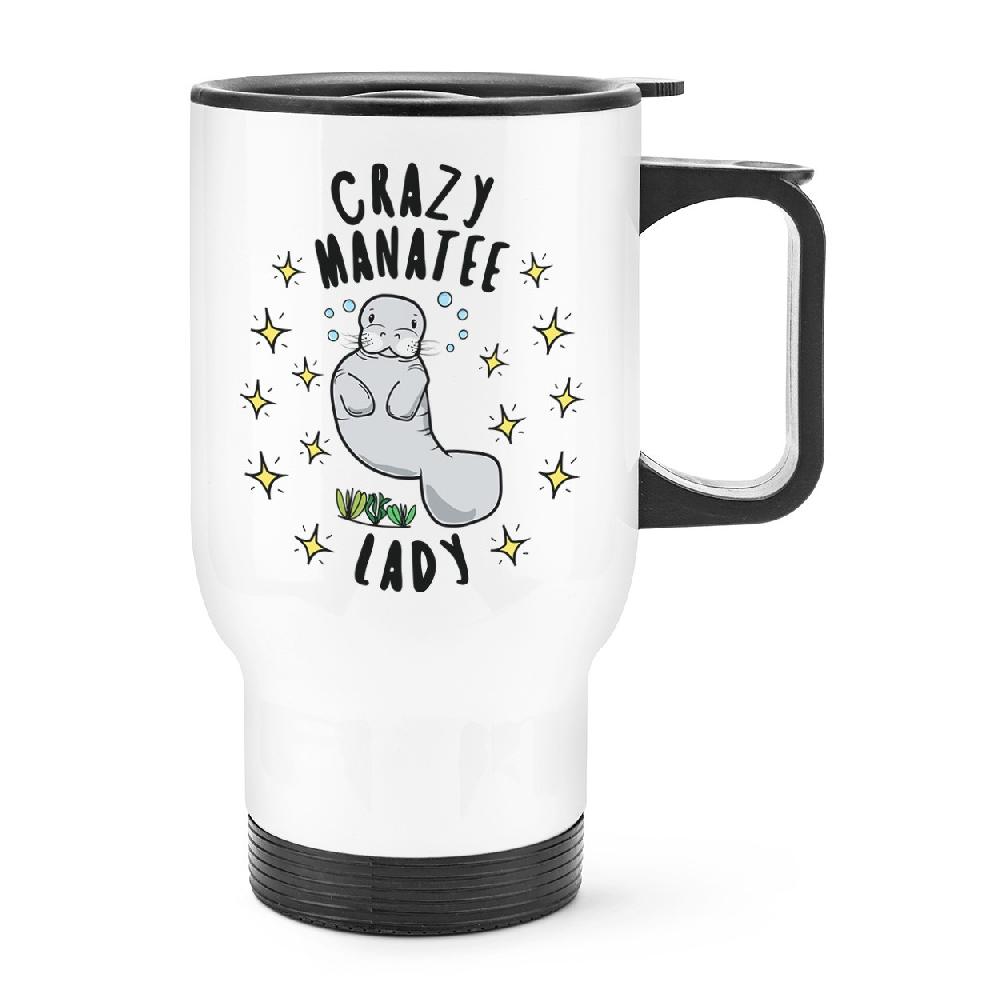 gift base Crazy Manatee Lady Stars Travel Mug Cup With Handle