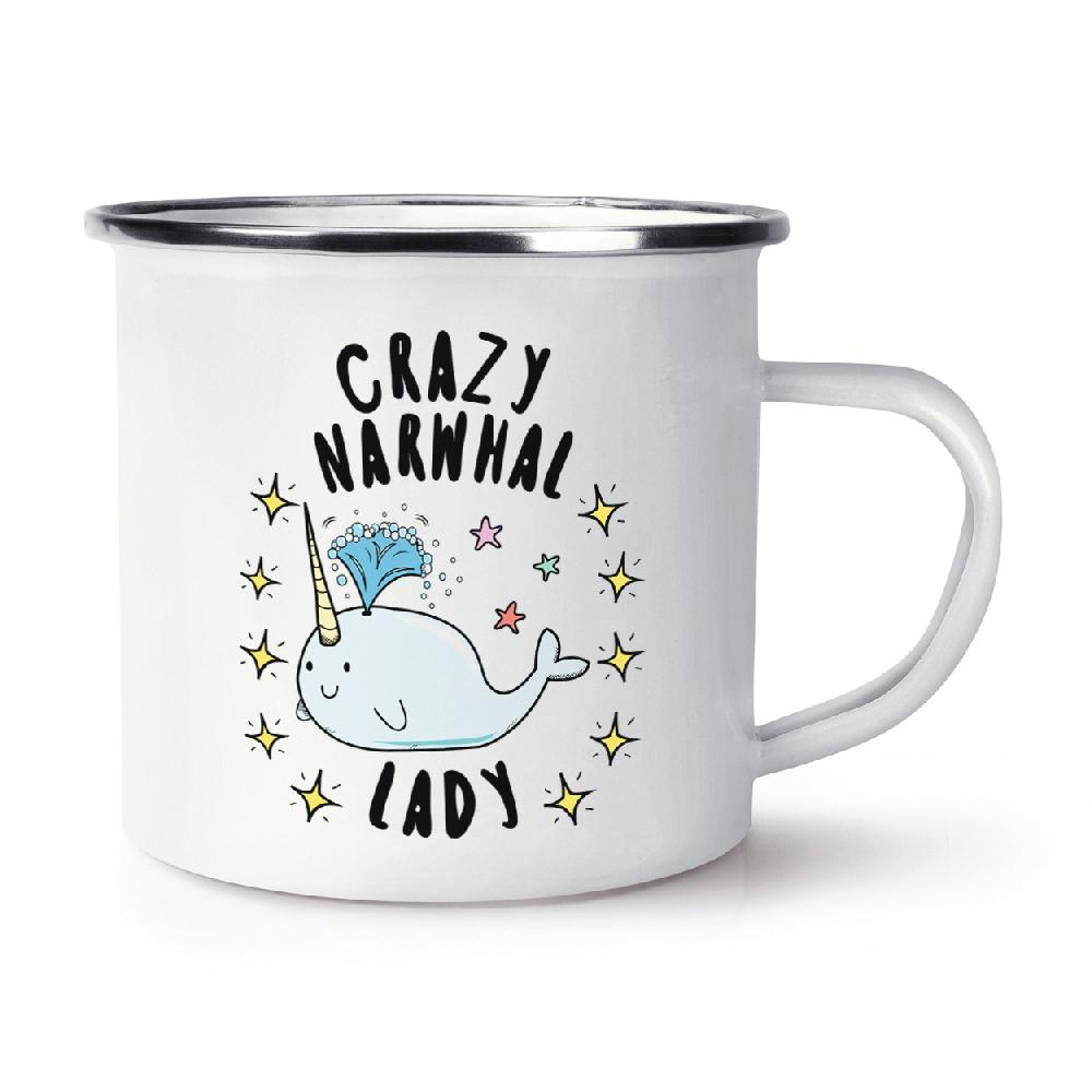 gift base Crazy Narwhal Lady Stars Retro Enamel Mug Cup