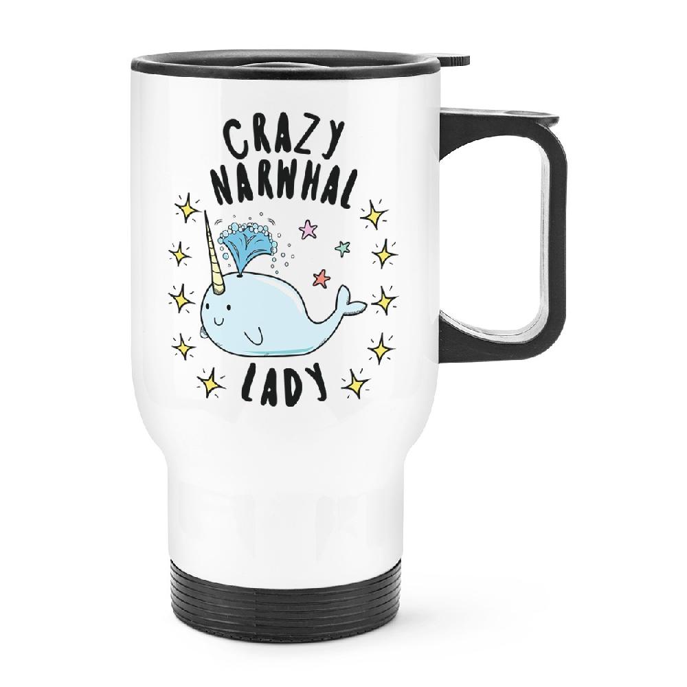 gift base Crazy Narwhal Lady Stars Travel Mug Cup With Handle