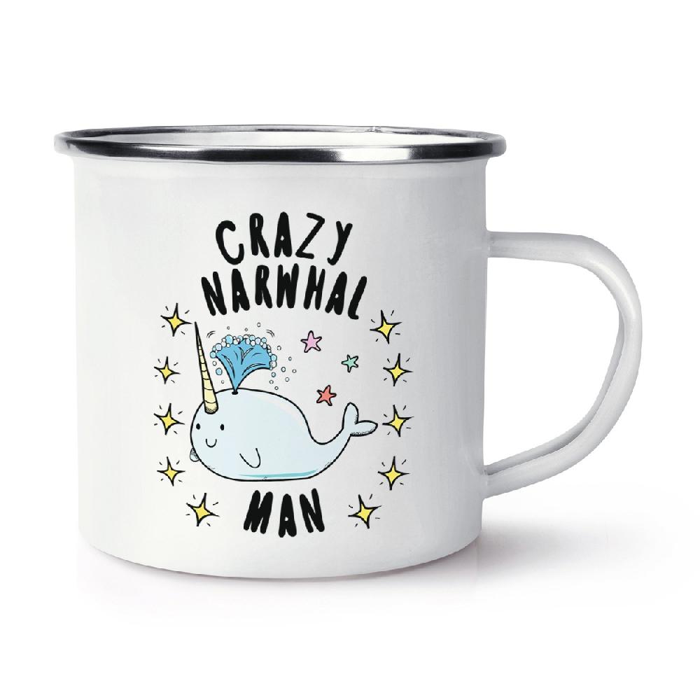gift base Crazy Narwhal Man Stars Retro Enamel Mug Cup
