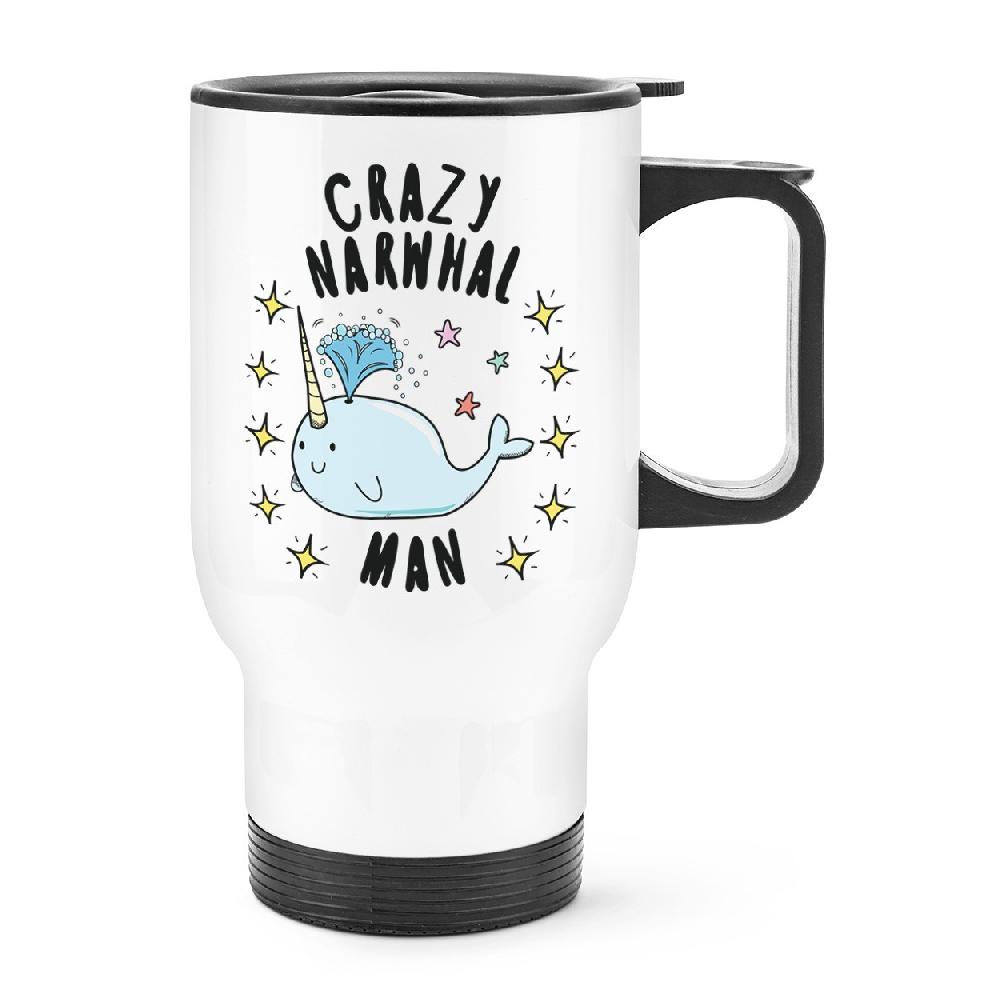 gift base Crazy Narwhal Man Stars Travel Mug Cup With Handle