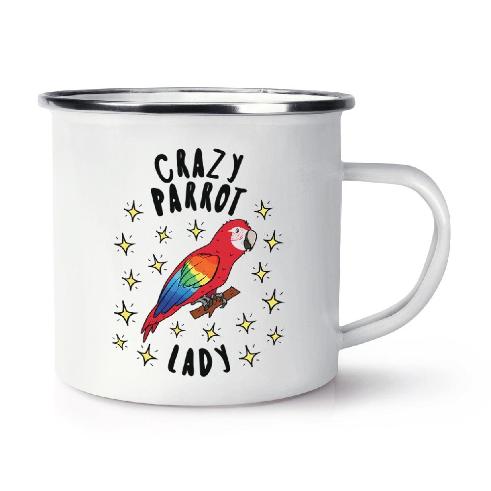 gift base Crazy Parrot Lady Stars Retro Enamel Mug Cup