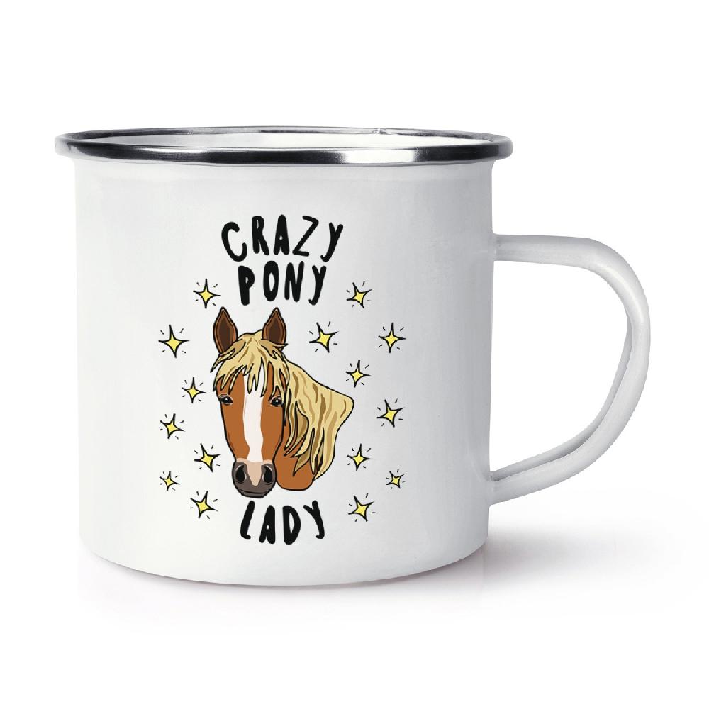 gift base Crazy Pony Lady Stars Retro Enamel Mug Cup