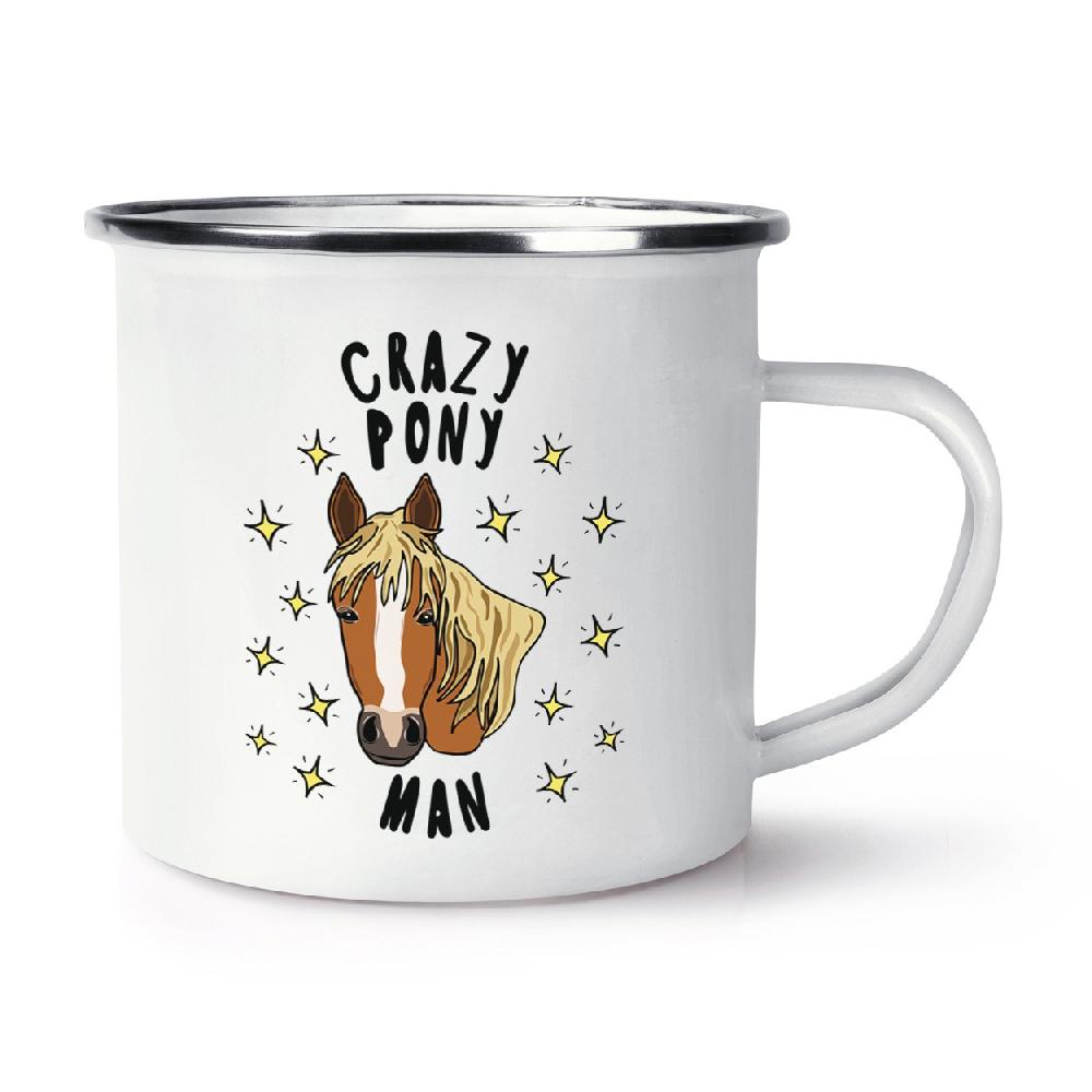 gift base Crazy Pony Man Stars Retro Enamel Mug Cup