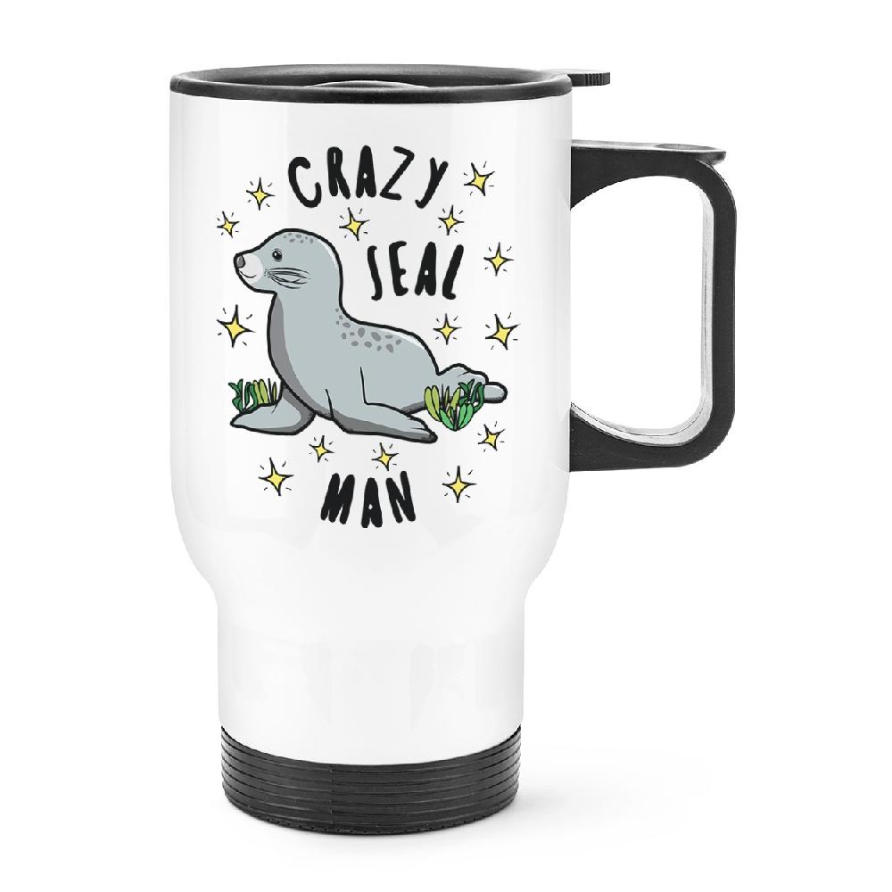 gift base Crazy Seal Man Stars Travel Mug Cup With Handle