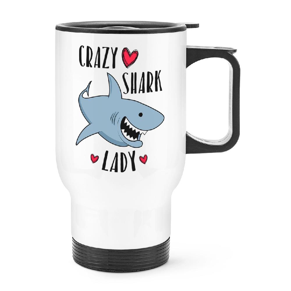 gift base Crazy Shark Lady Travel Mug Cup With Handle
