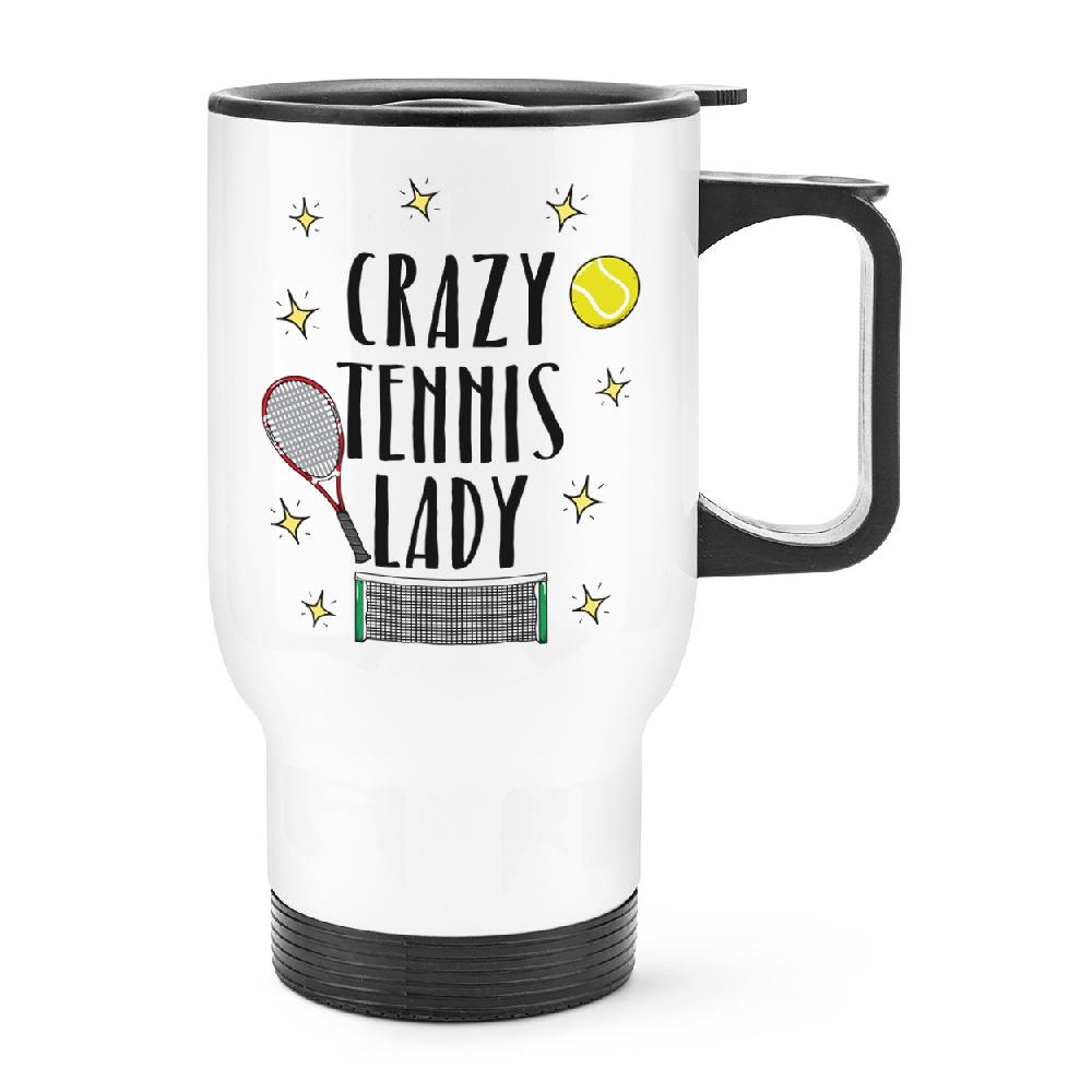 gift base Crazy Tennis Lady Travel Mug Cup With Handle
