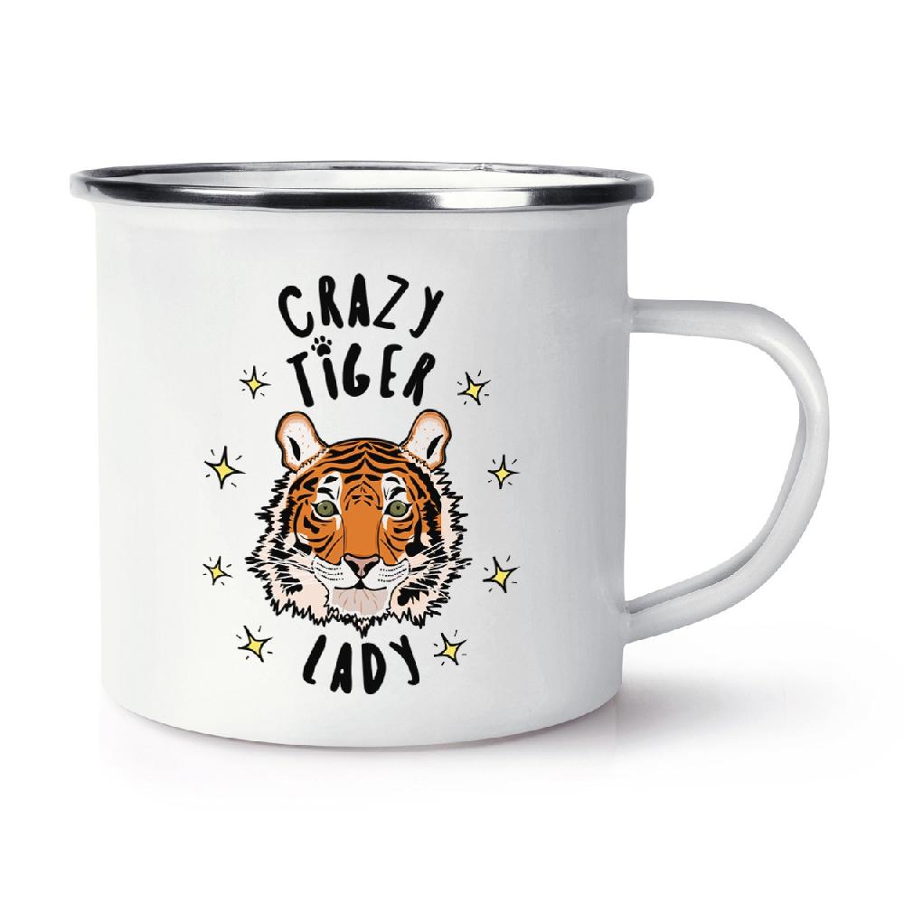 gift base Crazy Tiger Lady Stars Retro Enamel Mug Cup