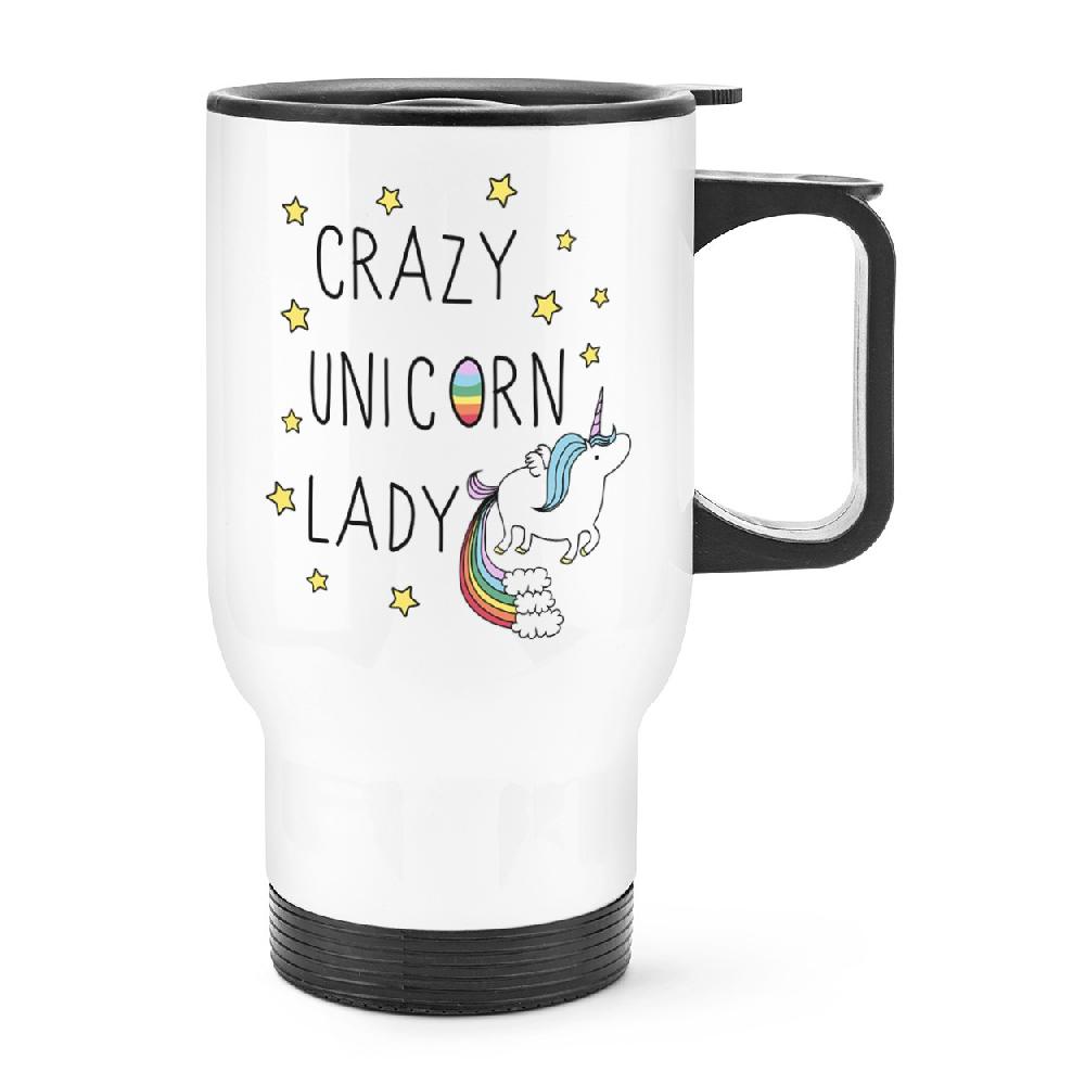 gift base Crazy Unicorn Lady Travel Mug Cup With Handle
