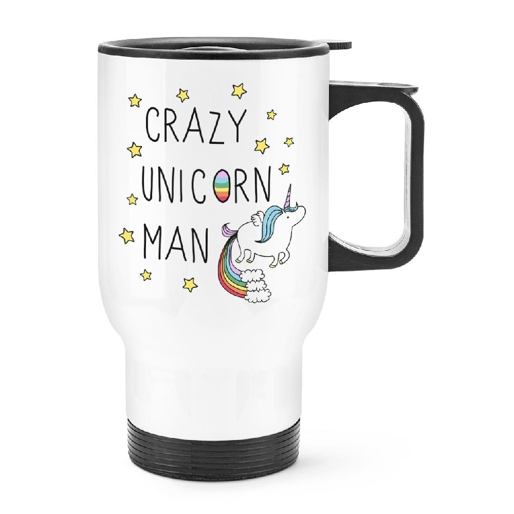 gift base Crazy Unicorn Man Travel Mug Cup With Handle