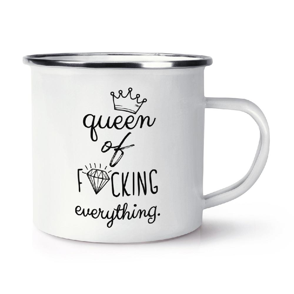 gift base Diamond Queen Of F-king Everything Retro Enamel Mug Cup
