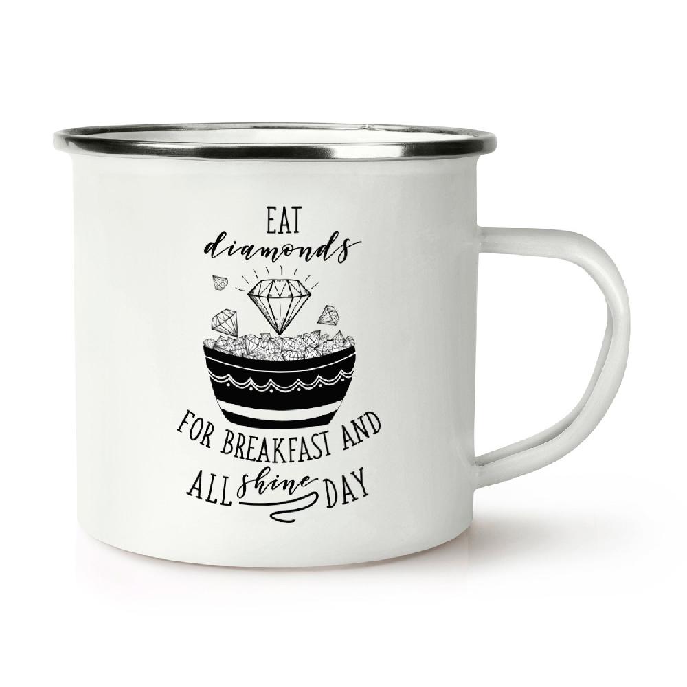 gift base Eat Diamonds For Breakfast Retro Enamel Mug Cup